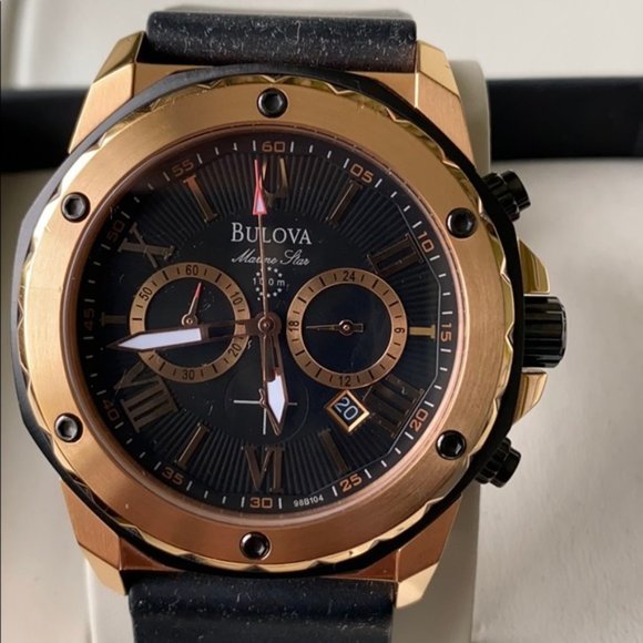 Bulova chronograph watch rose gold